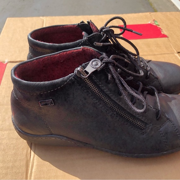 Remonte Womens Black Zip Lace Up Leather Booties Size 39/8.5US - Picture 2 of 14